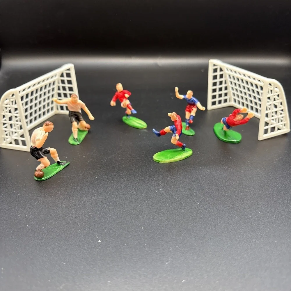 Vintage Soccer Rugby Players Cake Topper Figures Made In Hong Kong B